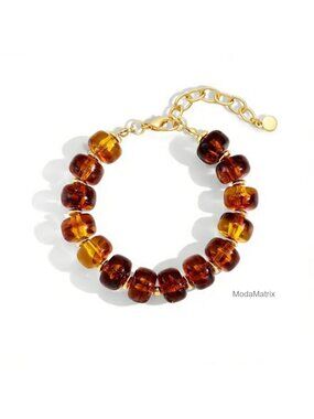 Chunky Acrylic Resin Beaded Bracelet Boho Adjustable Statement Bracelet